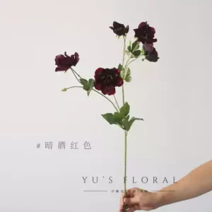 Artificial flowers, butterfly peonies, floral landscaping, decorative flowers, single artificial flowers, space display, photography props - dark burgundy