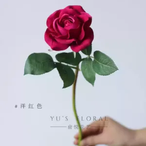 Simulated flower earl rose magenta single branch flower home flower arrangement soft decoration display retro flower photography props - magenta