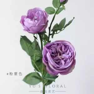 Artificial flower rose David Austin red artificial flower silk flower home display floral landscaping foreign trade flower materials - pink purple