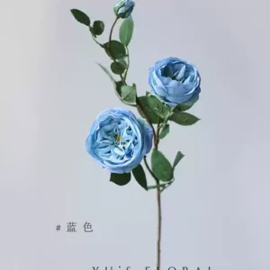 Artificial flower rose David Austin red artificial flower silk flower home display floral landscaping foreign trade flower materials - blue