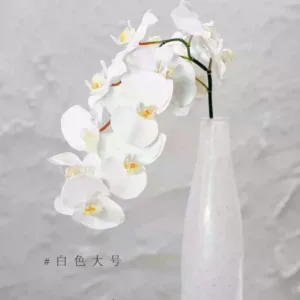 Simulation flower Phalaenopsis high simulation PVC feel fake flower decoration floral landscaping sample room soft decoration shadow props - White large size without bottle