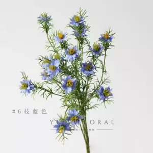 Artificial flowers, black seeds, small flowers, single artificial flowers, blue home flowers, wild style lawn decoration, soft furnishings - Any 6 branches, color note, default blue