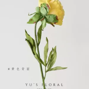 Artificial Flower Thousand Layers of Peony Yellow Single Branch Artificial Flower Indoor Home Decoration Photography Props Soft Decoration Flower Display - Information on the back view, please do not take pictures