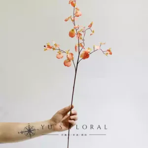 Simulated flower dancing orchid yellow wedding soft decoration floral home decoration single artificial flower placement flower photography props - coral red