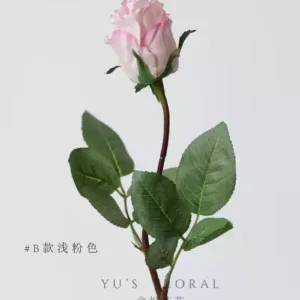 Artificial flower rose flower bone light orange velvet texture single artificial flower indoor home decoration foreign trade final order - B style light pink