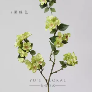 Artificial flower begonia flower single branch artificial flower silk cloth cherry blossom family string flower material soft decoration home decoration wedding dress - Fruit green