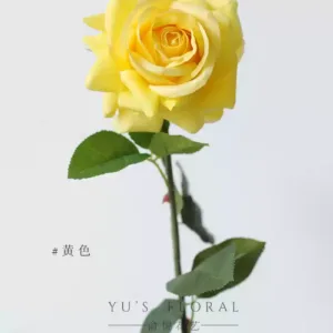 Artificial flowers, snow mountain roses, moisturizing feel, home decoration, gray flowers, photography props, single artificial flowers - yellow