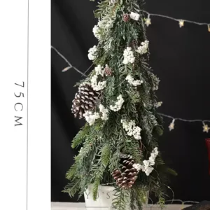 Christmas tree, Christmas atmosphere ornaments, niche finished product including basin, complete set of 75cm handwritten greeting cards, high simulation pine branches - Type A + 3m battery light string includes a base for the finished product