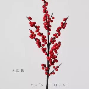 Simulated holly fruit New Year's Eve flowers, Spring Festival atmosphere decorative flowers, red festive soft furnishings, photography props - red