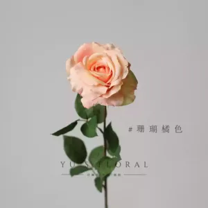 Artificial flower shimmer rose large flower home decoration single artificial flower placement flower photography props floral landscaping - coral orange