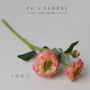 Artificial Flowers Marigold Orange Pink Home Display Flowers Soft Decoration Space Wedding Decoration Photography Props - orange powder