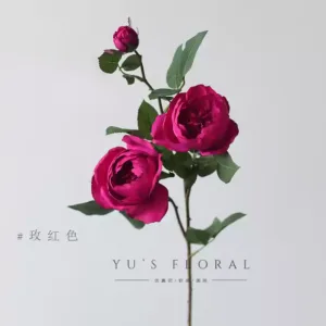 Artificial flowers, piano roses, home floral arrangements, soft decoration single artificial flowers, indoor flowers, foreign trade export final order - rose red