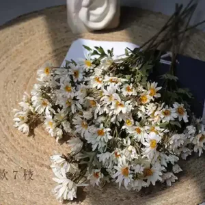 Artificial flowers, dried flowers, chamomiles, daisies, single branches, artificial flowers, frost and late autumn, literary decorative flowers, props - Type A 7 branches