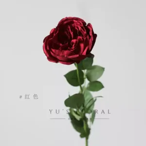 Artificial flower single-headed Austin rose single-branch artificial flower interior decoration floral foreign trade while supplies last - red