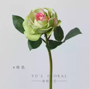 Simulated flower earl rose magenta single branch flower home flower arrangement soft decoration display retro flower photography props - green