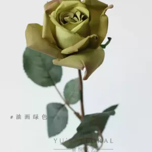Artificial flowers, red roses, single artificial flowers, indoor home flower art, soft furnishings, foreign trade final order - oil painting green
