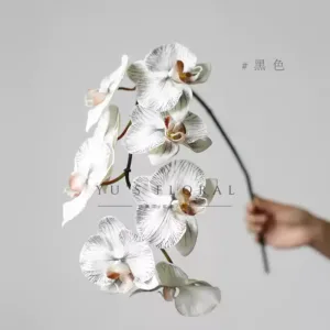 Simulated flower Phalaenopsis hand-painted version of Morandi color single fake flower home floral high simulation wedding layout props - black