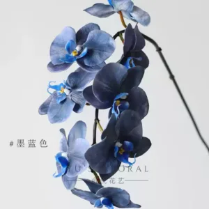 Simulated flower Phalaenopsis hand-painted version of Morandi color single fake flower home floral high simulation wedding layout props - Dark blue