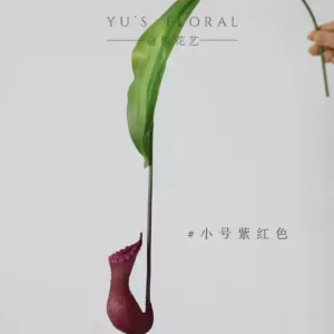Simulated flower pitcher plant, high-end niche flower material, home decoration line, soft decoration, landscaping, single flower material, photography props - Small purple red