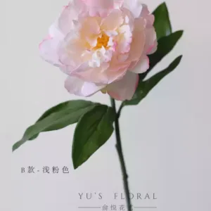 Artificial flower peony home floral soft decoration display single artificial flower floral landscaping photography props Chinese flower - Type B - light pink