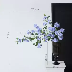Simulated flower blue snowflake single fake flower blue home decoration floral landscaping photography props light luxury high-end - Main picture vase + 6 flowers