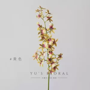 Simulated flower yoke petal orchid Oncidium oil painting color soft decoration display home floral landscaping photography props wedding layout - yellow