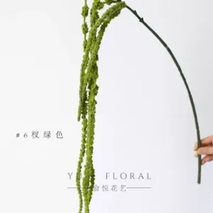 Artificial flower soft silk hanging rice noodle flower material niche light luxury floral landscaping photography props home decoration fake flowers - 6 green branches