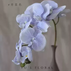 Simulated flower butterfly orchid silk flower Morandi color European and American style home decoration soft furnishings wedding landscaping - cyan blue