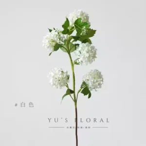Simulated flower and tree hydrangea white green home single fake flower silk flower indoor decoration wedding decoration photography props - five white heads
