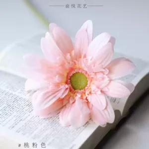 Simulated flower Mingfulang Gerbera feels moisturizing pink sunflower home decoration floral landscaping props - Peach pink