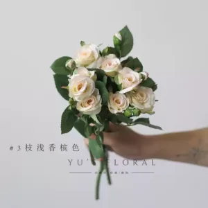 Artificial flowers, juice bubbles, multi-headed roses, single artificial flowers, indoor home decoration, matching flowers, photography props - 3 branches light champagne color