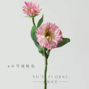 Artificial flower chrysanthemum single branch artificial flower light blue green indoor home decoration photography props foreign trade last order small quantity - Small light pink