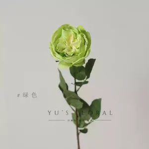 Artificial flower single-headed Austin rose single-branch artificial flower interior decoration floral foreign trade while supplies last - green