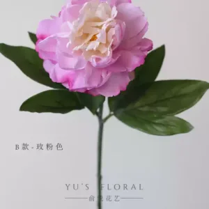 Artificial flower peony home floral soft decoration display single artificial flower floral landscaping photography props Chinese flower - Type B-rose pink