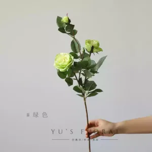 Artificial flower multi-head Barbie rose salmon indoor home decoration flower single artificial flower foreign trade export last order - green