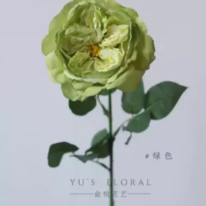 Simulated flower purple queen rose large flower feel flower niche home soft decoration floral French retro fake flower props - green