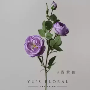 Artificial flower rose David Austin red artificial flower silk flower home display floral landscaping foreign trade flower materials - light purple