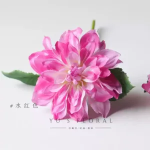 Simulated flowers, short-branched yellow-crowned dahlias, home decoration, flower arrangements by florists, bride's bouquets, photography props - water red