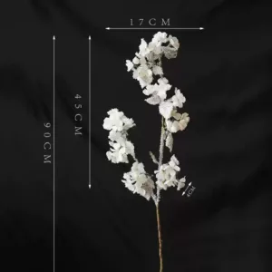 Artificial flowers with Christmas atmosphere. White and gray artificial snowflakes with glitter powder on the surface. Chips will fall off. Be careful when photographing. - Begonia-white with artificial snowflakes on the surface