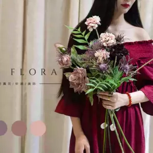 Artificial flower Eryngium Melandi color gray purple gray pink retro flower arrangement home decoration props - Application display Do not take pictures