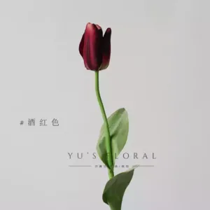 Artificial flower Anna tulip silk floral landscaping single artificial flower floral landscaping display photography props - Claret
