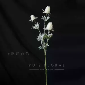 Artificial flowers with Christmas atmosphere. White and gray artificial snowflakes with glitter powder on the surface. Chips will fall off. Be careful when photographing. - Eryngium - white with artificial snowflakes on the surface