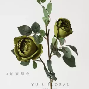 Artificial flowers, piano roses, home floral arrangements, soft decoration single artificial flowers, indoor flowers, foreign trade export final order - oil painting green