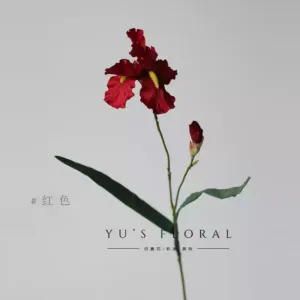 Artificial flower German iris single branch artificial flower artificial flower floral landscaping indoor soft decoration photography props foreign trade goods - red