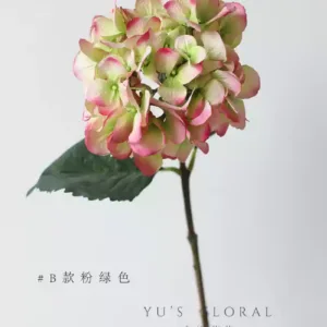 Artificial flower hydrangea home decoration single artificial flower silk flower soft decoration photography props floral landscaping soft decoration - B style pink green