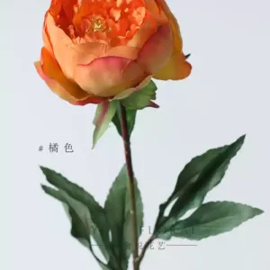 Artificial Flower Henry Peony Orange Single-branch Artificial Flower Interior Decoration Floral Photography Props Foreign Trade Small Volume - orange