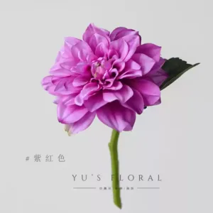 Artificial flower, short-branched dahlia, single-branched artificial flower, indoor home decoration, foreign trade inventory last order, small quantity, high quality - Purple red