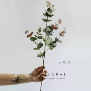 Artificial flower, Australian eucalyptus leaf, green single branch artificial flower, leaf material, indoor home decoration, photography props - Autumn colors