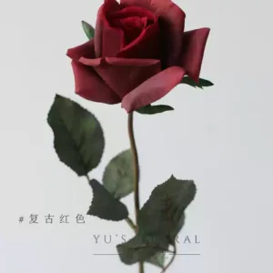 Artificial flowers, red roses, single artificial flowers, indoor home flower art, soft furnishings, foreign trade final order - retro red