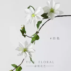 Simulated flower clematis feels moisturizing, home floral soft furnishings, floral landscaping photography props, high-end atmosphere - White